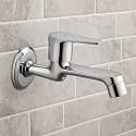 Clinton Brass Long Body Bib Cock Tap with Wall Flange (Chrome Finish) (Vignet)