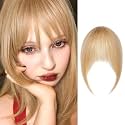 Clip in Bangs 100% Real Human Hair French Ash Blonde Fake Bangs for Women