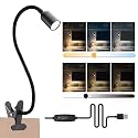 Clip Bed Reading Lamp, LED Desk Lamp with 4 Colour Temperatures, Dimmable, USB with Black Cable for Study Reading Work