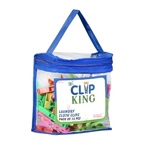 shree cloth clips for drying clothes  heavy duty plastic cloth pins for rope amp hanger  strong grip rust-free laundry clips  multicolor with pvc storage pouch pack of 36