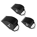 Clipper Guards for Wahl, 3PCS 10 12 16 with Metal Clip, Black