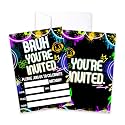 CLIRBE Bruh Birthday Party Invitations, Glow Neon Invited Birthday Invitations For Brother Bro Teen Boys, 20 Invites Cards With 20 Envelopes, Party Supplies Favors -H02