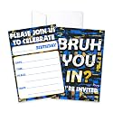 CLIRBE Bruh Birthday Party Invitations, Glow Neon Invited Birthday Invitations For Brother Bro Teen Boys, 20 Invites Cards With 20 Envelopes, Party Supplies Favors -H03