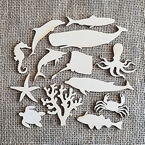 cliths set of 13 sea creatures cutouts sea life decor nautical home dcor fish decor nautical art wood fish baby shower decor wooden animals