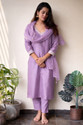 CLIW Embroidered Kurta TrouserPant Dupatta Set