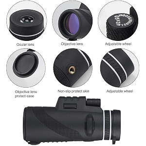 40x60 outdoor portable monocular telescope hd for adults hunting wildlife bird watching travel camping hiking  150 x 52 x 42 cm  black