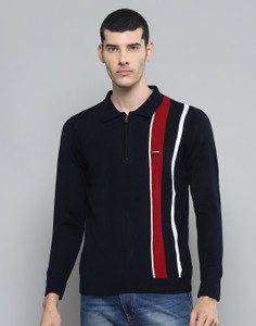 Cloak Decker Striped Men Zip Neck