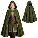 Cloak with Hood Women,Medieval Renaissance Hooded Cloak-Velvet Witch Cape with Clasp for Halloween Cosplay Costume