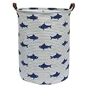 CLOCOR Kids Laundry Basket,Shark Toy Storage Bins,Baby Clothes Hamper,Round Gift Basket with Handles for Bedroom Nursery,Toddler Room Decor (Shark)