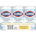 Clorox Free & Clear Cleaning Wipes, Light Lemon Scent, 75 Count, 3 Pack