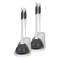 Clorox Toilet Plunger and Bowl Brush Combo Set with Caddy, 6.75" x 7" x 19.5", White/Gray, Pack of 2 - Plunger and Toilet Bowl Brush, Heavy Duty Plunger, Toilet Cleaning Brush, Freestanding Caddy