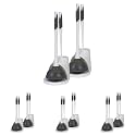 Clorox Toilet_Plunger and Bowl Brush Combo Set with Caddy, 6.75" x 7" x 19.5", White/Gray, Plunger and Toilet Bowl Brush, Heavy Duty Plunger, Toilet Cleaning_Brush, Freestanding Caddy, (Pack of 8)