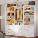 Closet System with 9 Drawers, 6–15.78FT Custom Closet Organizer System with 9 Shelves, 4 Expandable Hanging Rods, Walk in Modular Closet System, Heavy Duty Built-in Closet, 3 Sets