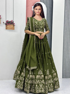 Closin Girls Lehenga Choli Ethnic Wear Embroidered
