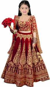closin girls lehenga choli ethnic wear embroidered lehenga choli and dupatta set red pack of 1
