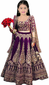 closin girls lehenga choli ethnic wear embroidered lehenga choli and dupatta set purple pack of 1