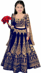 closin girls lehenga choli ethnic wear embroidered lehenga choli and dupatta set blue pack of 1