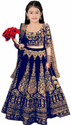 Closin Girls Lehenga Choli Ethnic Wear Embroidered Lehenga, Choli and Dupatta Set (Blue, Pack of 1)