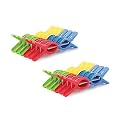 Cloth Clips for Drying Clothes (24 pc) Big Heavy Duty Plastic Pegs (with Storage Box) Chimti Hanger for Pipes Rods Ropess Wires Made in India ((3 Dozen) (36 Pcs))