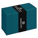 Cloth Napkins 17"x17" 100% Cotton Decorative Washable Table Napkin for Kitchen, Party, Wedding, Restaurant & Camping - Teal Green (Set of 12)