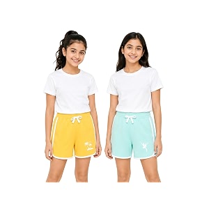 clotth theory girls po2 100 cotton casual bottomwear  soft elastic drawstring waist  comfortable summer play amp everyday wear shorts  2-3 to 13-14 years