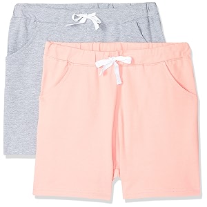 cloth theory premium cotton shorts for girls - regular fit pocket shorts for girls pack of 2