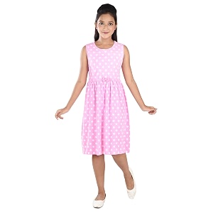 Clothe Funn Cotton Girls Sleeveless Frock Knee-Length