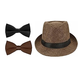 kids fedora round hat and matched bow tie