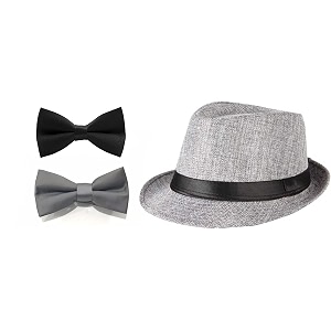 kids fedora round hat and matched bow tie