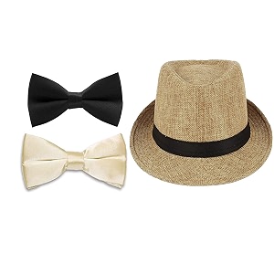 kids fedora round hat and matched bow tie