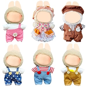 ezcora doll clothes compatible with labubu dolls 6 pack doll outfits for 17cm doll perfect for play and display accessories for doll39s collectors no dolls set 7