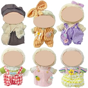 ezcora doll clothes compatible with labubu dolls 6 pack doll outfits for 17cm doll perfect for play and display accessories for doll39s collectors no dolls set 3