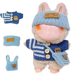 clothes for labubu 17cm labubu accessories crochet 3 piece set outfits for labubublue sweater
