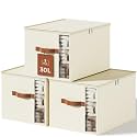 Clothes Storage Bins with Sturdy Frames, Foldable Fabric Clothing Organizer Box for Moving, Sweater Storage Cube with Lids and Zipper, Linen Closet Storage Bags for Blankets, Clothes, Sheet