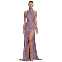 Clothfun Women's Halter Satin Bridesmaid Dresses Long Mermaid Prom Dress for Women Formal Gown with Slit