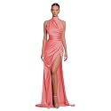 Clothfun Women's Halter Satin Bridesmaid Dresses Long Mermaid Prom Dress for Women Formal Gown with Slit