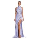 Clothfun Women's Halter Satin Bridesmaid Dresses Long Mermaid Prom Dress for Women Formal Gown with Slit