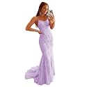 Clothfun Women's Long Lace Prom Dresses Mermaid Spaghetti Straps Backless Formal Evening Gowns