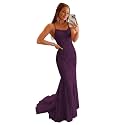 Clothfun Women's Long Lace Prom Dresses Mermaid Spaghetti Straps Backless Formal Evening Gowns