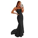Clothfun Women's Long Lace Prom Dresses Mermaid Spaghetti Straps Backless Formal Evening Gowns