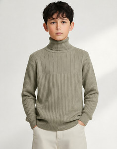 Clothify Self Design High Neck Casual Boys
