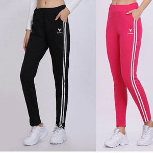 clothina striped women black pink track pants