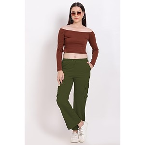 Womens Cotton Fabric Stylish Cargo Pocket Lower