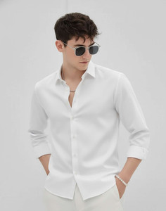Clothisto Men Solid Casual White Shirt