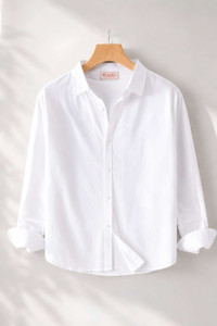 Clothisto Men Solid Casual White Shirt