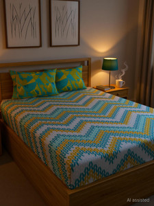 clothology cotton double flat 144 tc jaipuri prints 1 summer bedsheet with 2 pillow covers