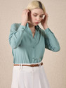 clothsaga Women Oversized Fit Solid Lapel Collar Casual Shirt