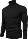 clothster Men Solid High Neck Black Sweater
