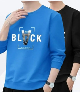 clothy printed men black blue t-shirt