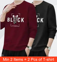 Clothy Printed Men Black, Maroon T-Shirt
